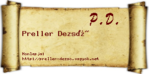 Preller Dezső névjegykártya